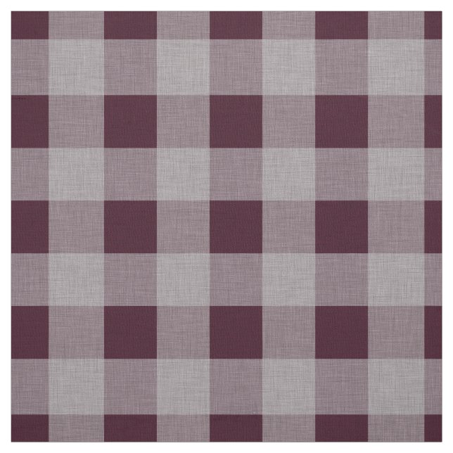 Burgundy Wine and Grey | Large Checks Fabric (Swatch)