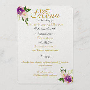 Burgundy Wine and Pink Watercolor Floral Menu