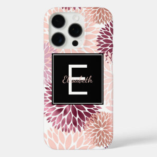 Burgundy Wine and Pink Watercolor Floral Monogram iPhone 16 Pro Case