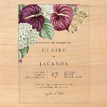 Burgundy Wine Anthurium and Hydrangea Wedding