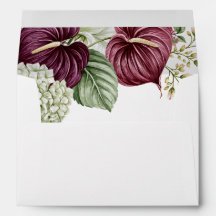 Burgundy Wine Anthurium and Hydrangea Wedding