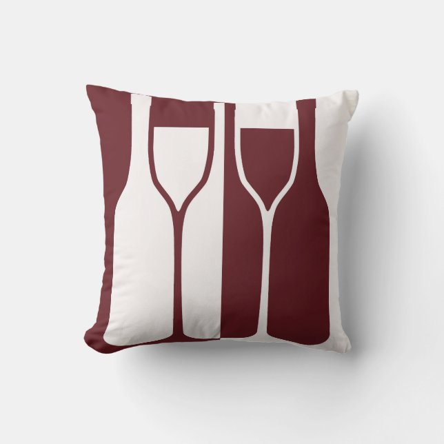 Burgundy Wine Bottles Abstract Throw Pillow (Front)