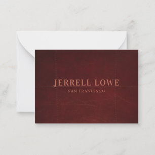 Burgundy Wine Color Vintage Leather Elegant Card