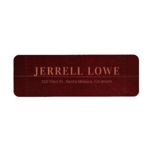 Burgundy Wine Colour Vintage Leather Personalised Return Address Label