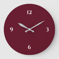 Burgundy Wine Coloured Minimalist Large Clock