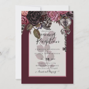 Burgundy Wine Floral Wedding Fall Winter INVITE