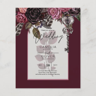 Burgundy Wine Floral Wedding Fall Winter INVITE Flyer