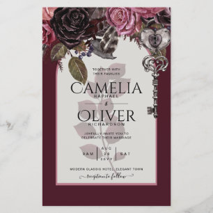 Burgundy Wine Floral Wedding Fall Winter INVITE Flyer
