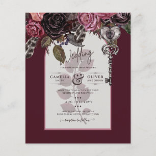 Burgundy Wine Floral Wedding Fall Winter INVITE Flyer