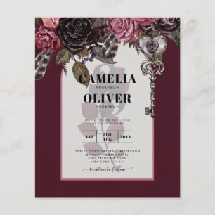 Burgundy Wine Floral Wedding Fall Winter INVITE Flyer