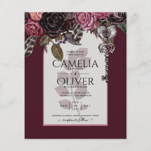 Burgundy Wine Floral Wedding Fall Winter INVITE Flyer