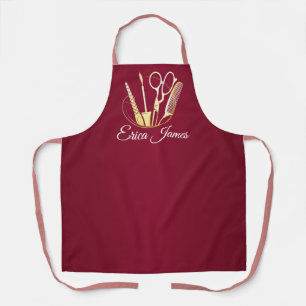 Burgundy Wine & Golden Beauty Salon Apron