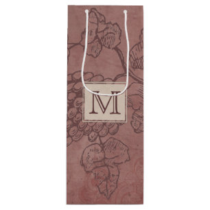Burgundy Wine Grapevine Monogram Gift Bag