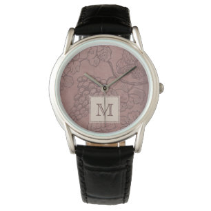 Burgundy Wine Grapevine Monogram Watch
