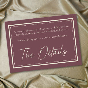 Burgundy Wine Minimalist Frame Wedding Enclosure Card