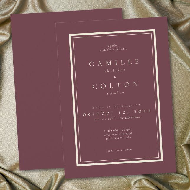 Burgundy Wine Minimalist Frame Wedding Invitation (Burgundy Wine Minimalist Frame Wedding Invitation)