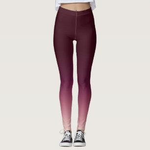 Burgundy Wine Red Ombre Elegant Gradient Leggings