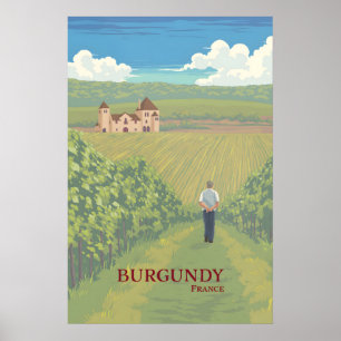 Burgundy Wine Region France Travel Poster