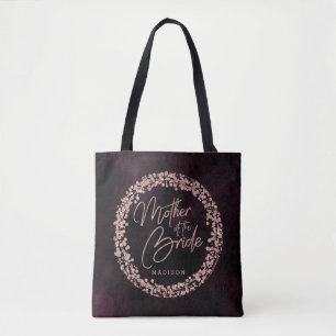 Burgundy Wine & Rose Gold Mother of the Bride Tote Bag