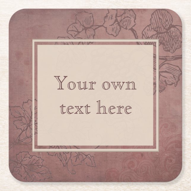 Burgundy Wine Square Paper Coaster (Front)