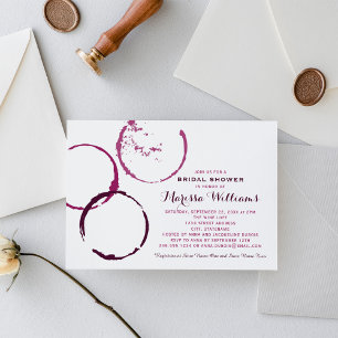 Burgundy Wine Stain Wedding Bridal Shower Invitation