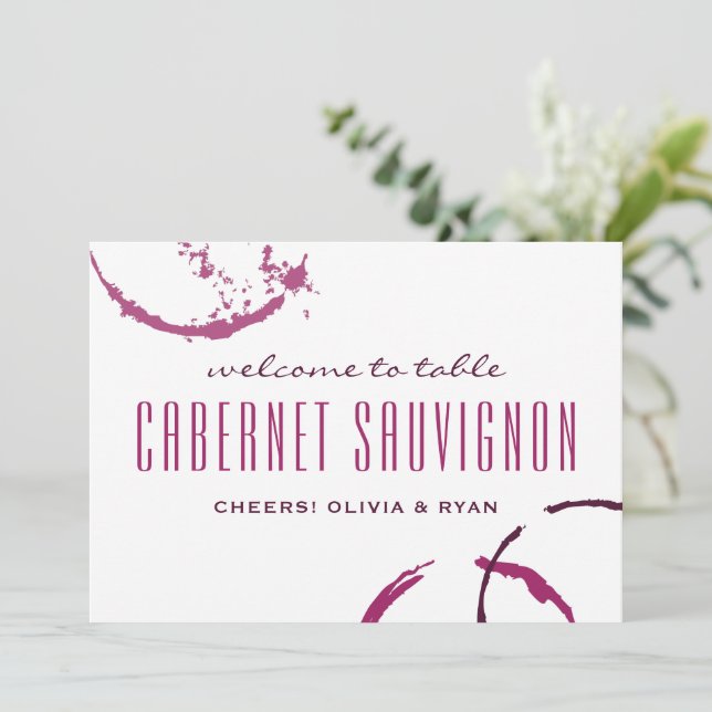 Burgundy Wine Stain Wedding Table Number Card (Standing Front)