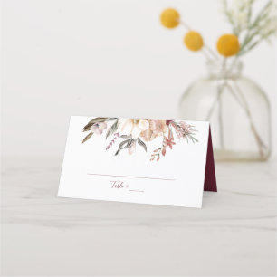 Burgundy Wine Wildflower  Place Card