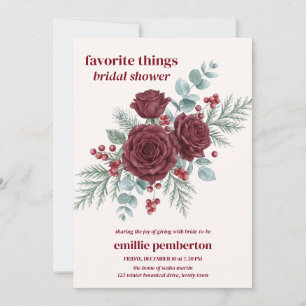 Burgundy Winter Favourite Things Bridal Shower Invitation