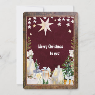 burgundy winter holiday greeting card