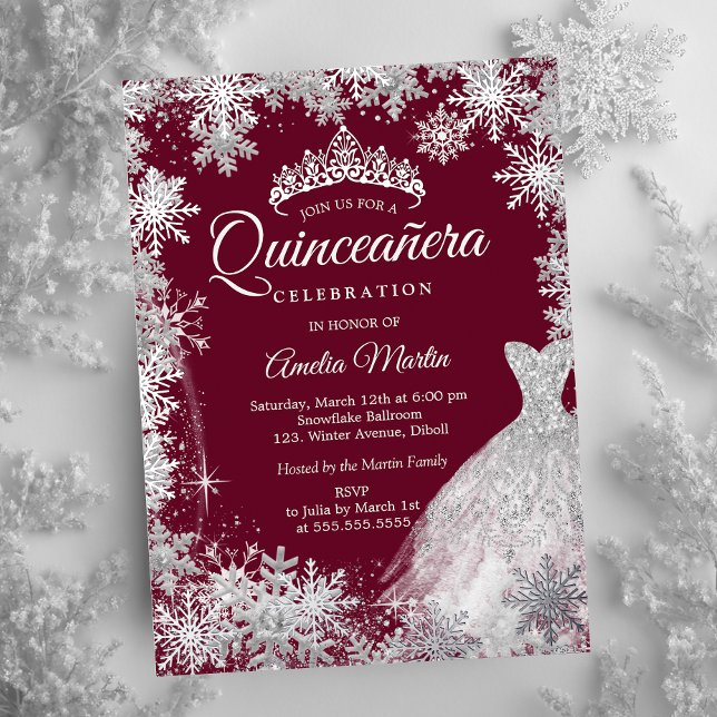 Burgundy Winter Snowflake Dress Quinceanera (Creator Uploaded)