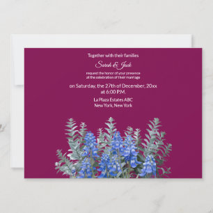 Burgundy Winter Wedding Invitation with Bluebonnet
