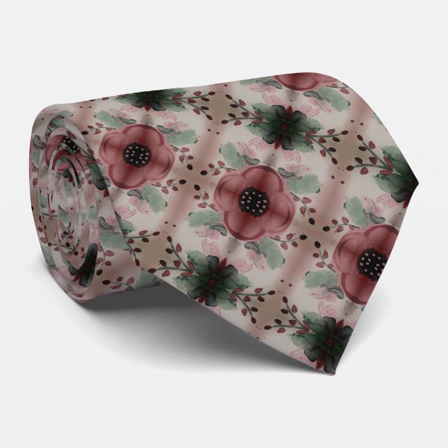 Burgundy With Beige Tie (Rolled)