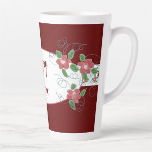 Burgundy With Floral Accent Latte Mug