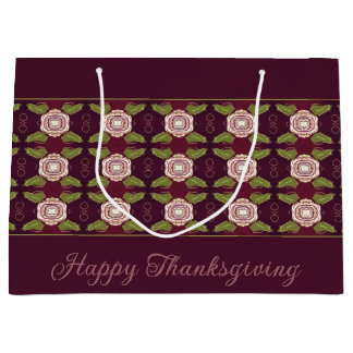 Burgundy With Floral Pattern Large Gift Bag