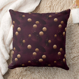 burgundy with gold polka dots pattern cushion