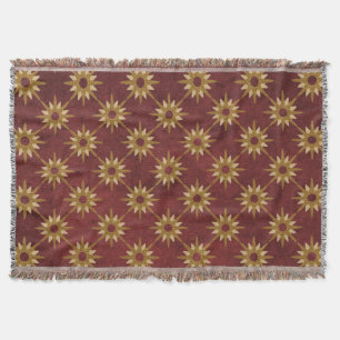 Burgundy with Gold Stars Throw Blanket