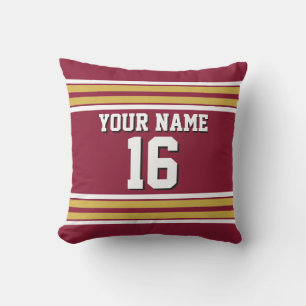 Burgundy with Gold White Stripes Team Jersey Outdoor Cushion