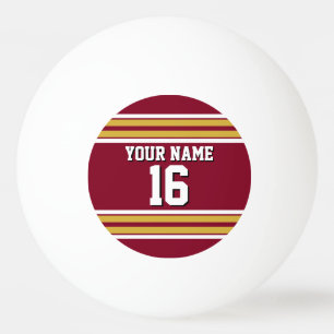 Burgundy with Gold White Stripes Team Jersey Ping Pong Ball