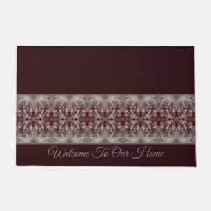 Burgundy With Grey and Rosy Pink Doormat