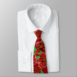 Burgundy With Red Floral Print Tie