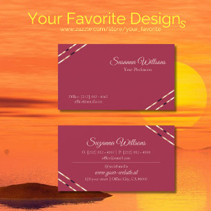 Burgundy with Rose Gold Lines Stylish and Elegant Business Card