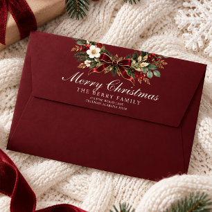 Burgundy Wreath Christmas Envelope