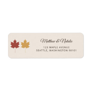 Burgundy Yellow Maple Leaf Autumn Fall Wedding Return Address Label