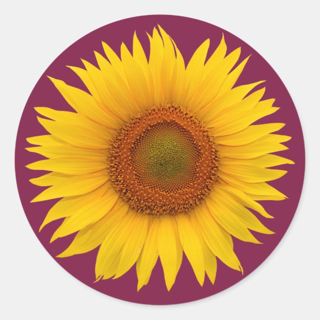 Burgundy Yellow Sunflower Flower Envelope Seal (Front)
