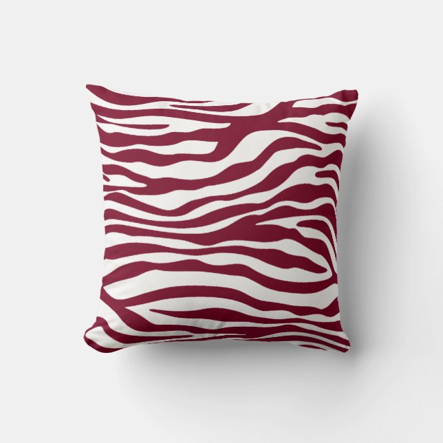 Burgundy Zebra Animal Print Cushion (Front)