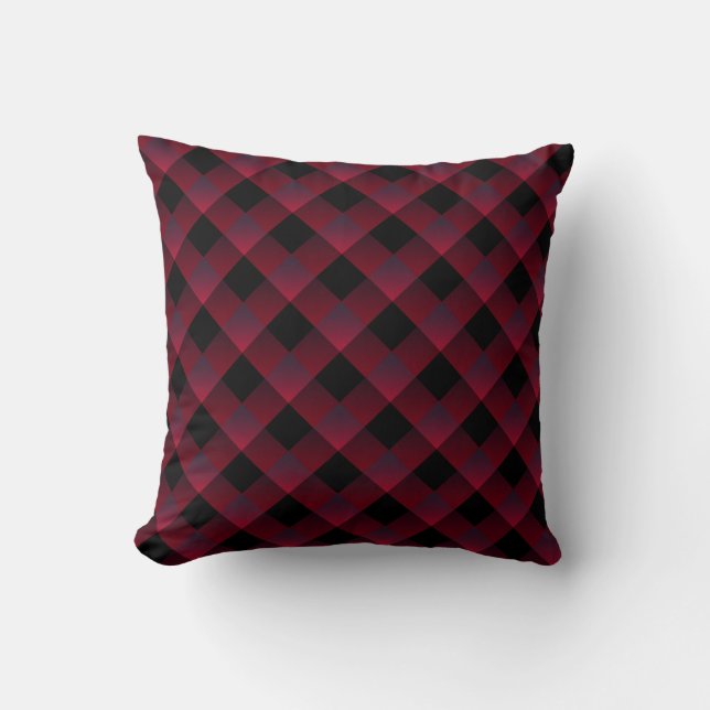 Burguny Plaid Throw Pillow (Front)