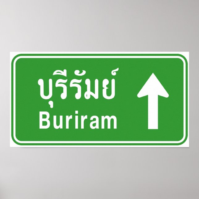 Buriram Ahead ⚠ Thai Highway Traffic Sign ⚠ (Front)