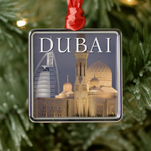 Burj al Arab Mosque in Evening Dubai Metal Ornament