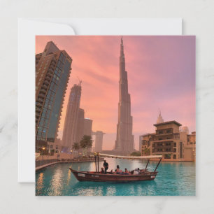 Burj Khalifa Boat Lake Cityscape           Card