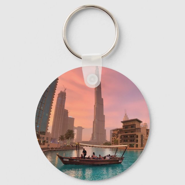 Burj Khalifa Boat Lake Cityscape      Key Ring (Front)